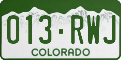 CO license plate 013RWJ