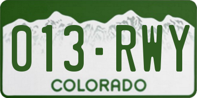 CO license plate 013RWY