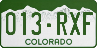 CO license plate 013RXF