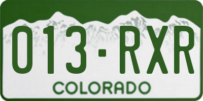 CO license plate 013RXR