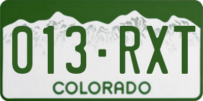 CO license plate 013RXT