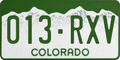 CO license plate 013RXV