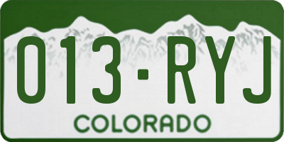 CO license plate 013RYJ