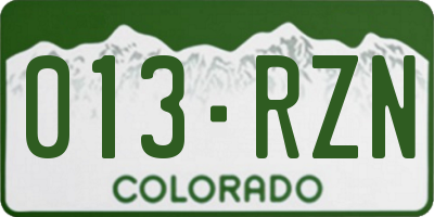 CO license plate 013RZN
