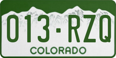 CO license plate 013RZQ