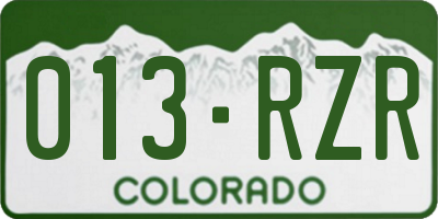 CO license plate 013RZR