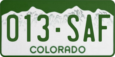 CO license plate 013SAF