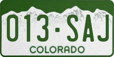 CO license plate 013SAJ