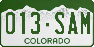 CO license plate 013SAM