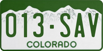 CO license plate 013SAV