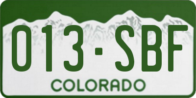 CO license plate 013SBF