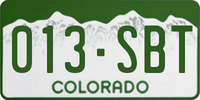CO license plate 013SBT