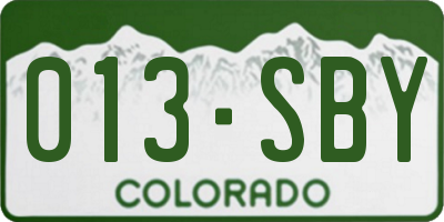 CO license plate 013SBY