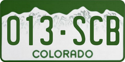CO license plate 013SCB
