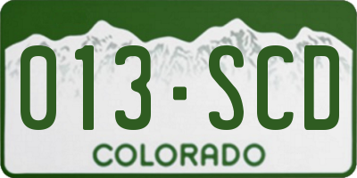 CO license plate 013SCD