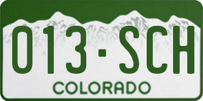CO license plate 013SCH