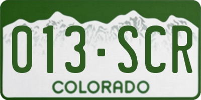 CO license plate 013SCR