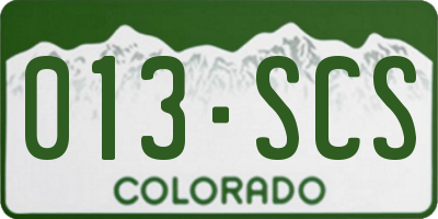 CO license plate 013SCS