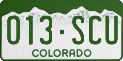 CO license plate 013SCU