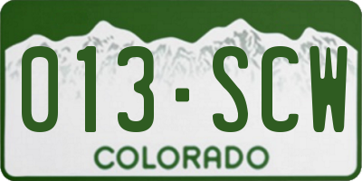 CO license plate 013SCW