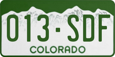 CO license plate 013SDF