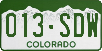 CO license plate 013SDW