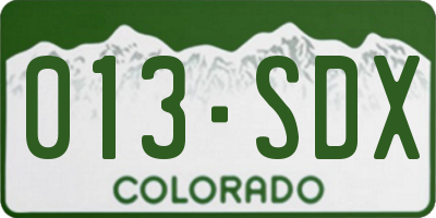 CO license plate 013SDX