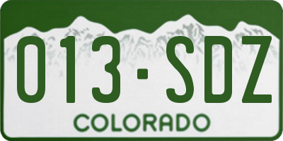 CO license plate 013SDZ