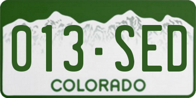 CO license plate 013SED