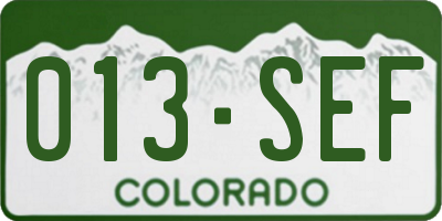 CO license plate 013SEF