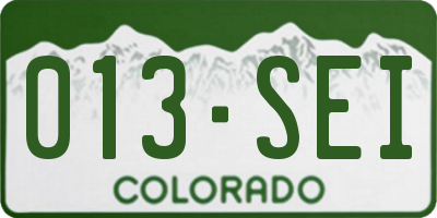 CO license plate 013SEI