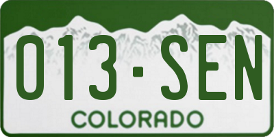 CO license plate 013SEN