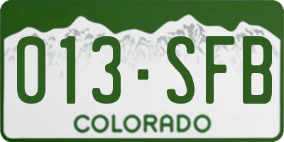 CO license plate 013SFB