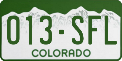 CO license plate 013SFL