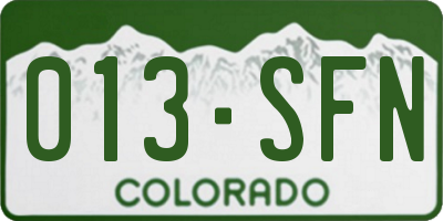 CO license plate 013SFN