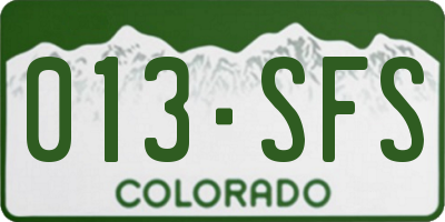 CO license plate 013SFS
