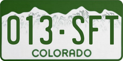 CO license plate 013SFT
