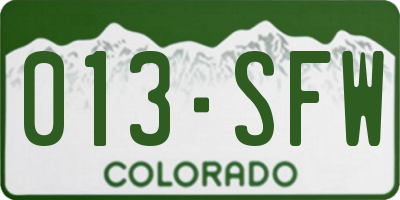 CO license plate 013SFW
