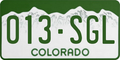 CO license plate 013SGL