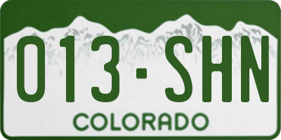 CO license plate 013SHN