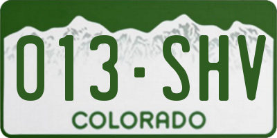 CO license plate 013SHV