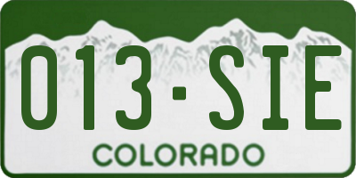 CO license plate 013SIE