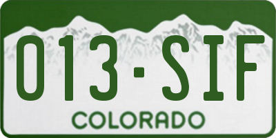CO license plate 013SIF