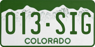 CO license plate 013SIG