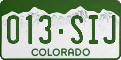 CO license plate 013SIJ