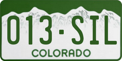 CO license plate 013SIL
