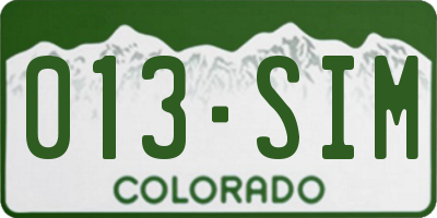 CO license plate 013SIM