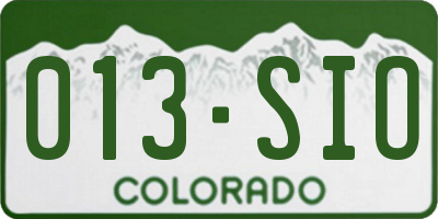 CO license plate 013SIO