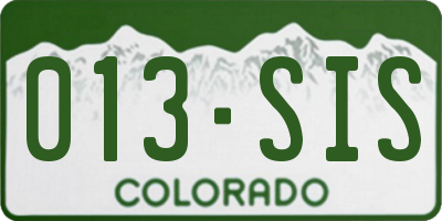 CO license plate 013SIS