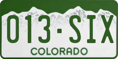 CO license plate 013SIX